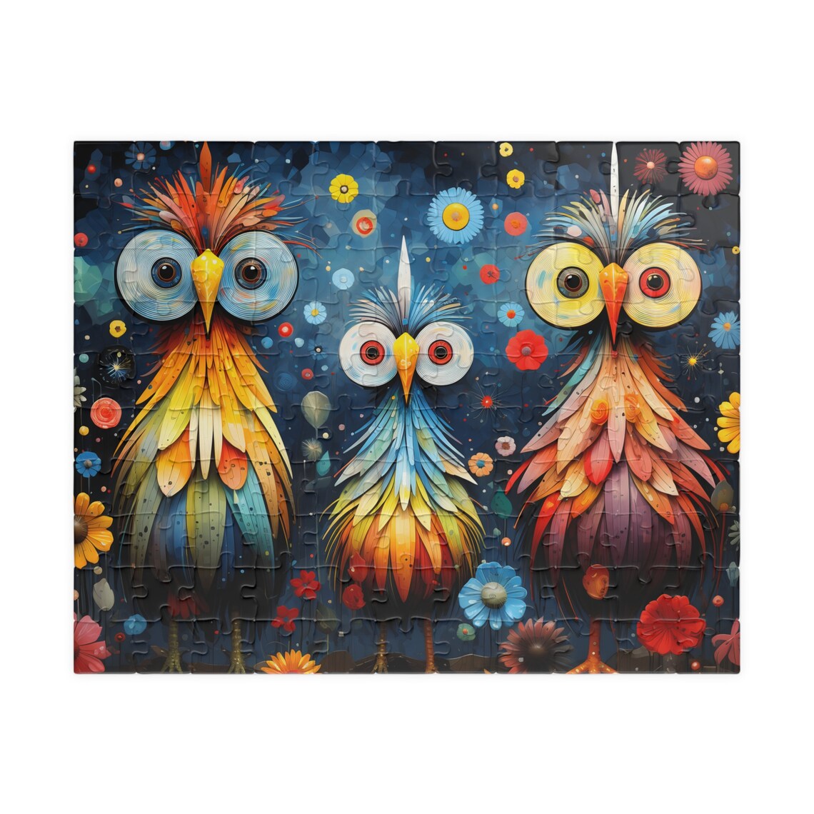 Silly Boho Birds Jigsaw, Contemporary Bohemian Art Print - Image 5