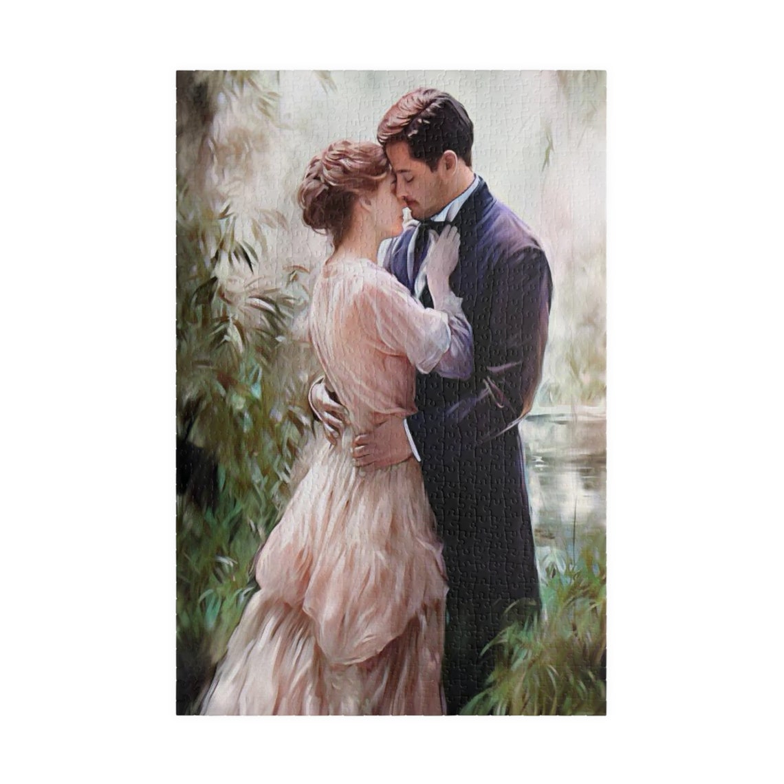 Impressionist Young Couple In A Loving Garden Embrace Poster - Image 3