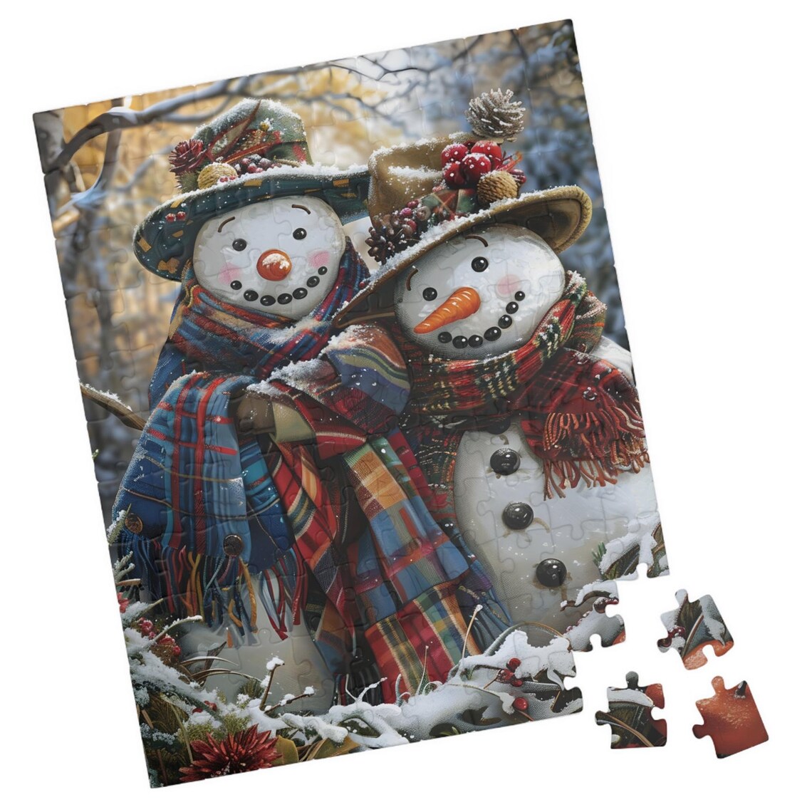 Snowman Couple Holiday Puzzle, Family Activity