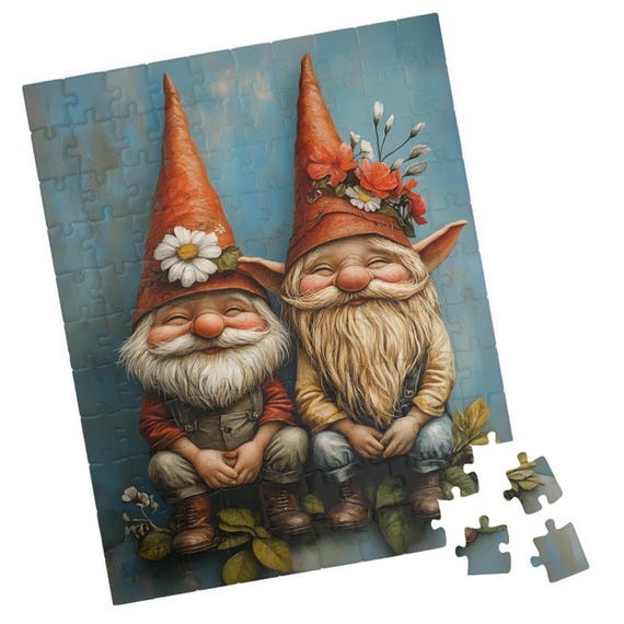 Gnome Bothers Jigsaw Puzzle Gift For Holidays Birthdays Get Well And Nursing Homes Fun Tech Free Activity