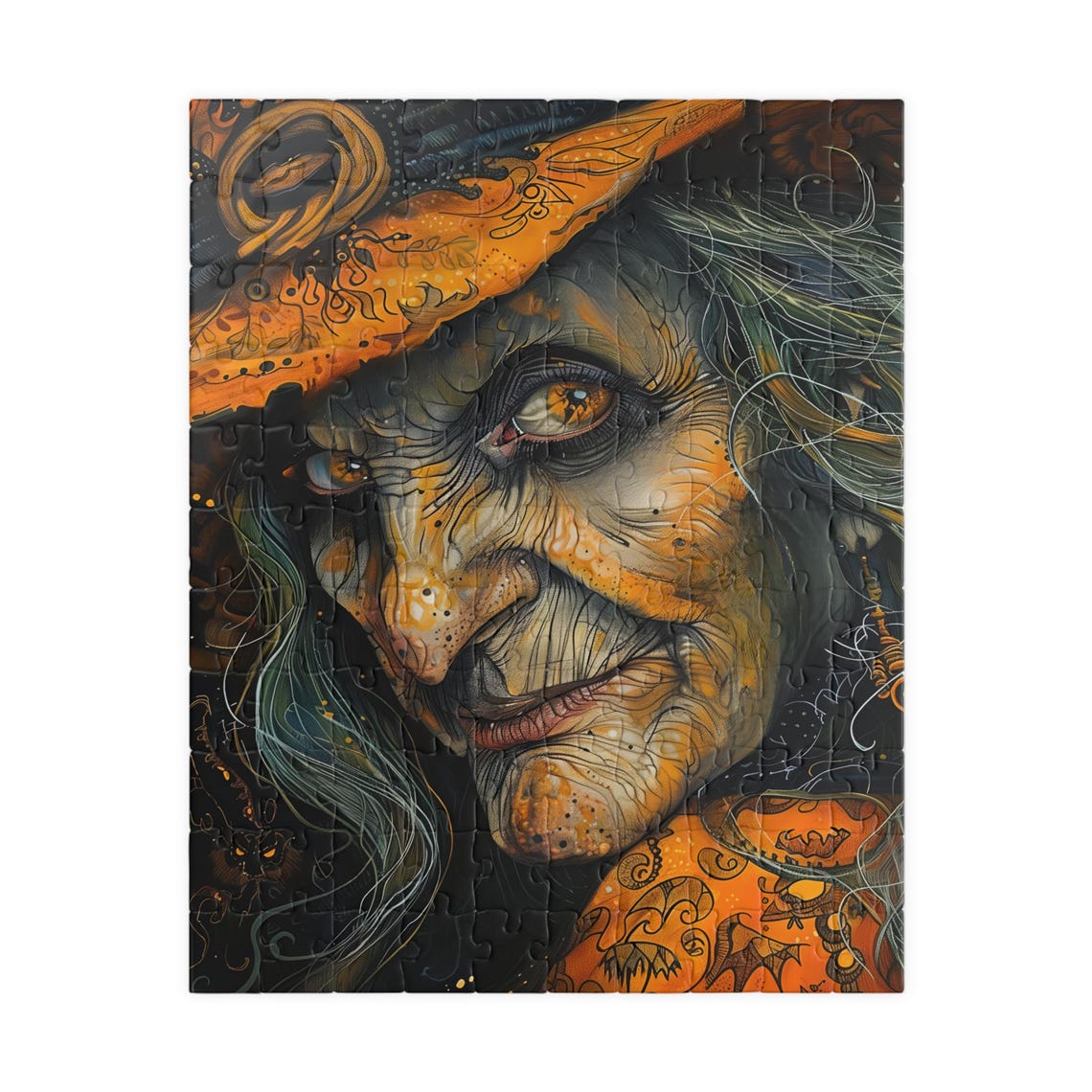 Fierce Sketch Style Witch In Fiery Orange And Black Art Poster - Image 5