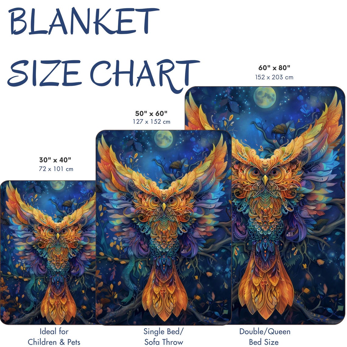 Psychedelic Owl in Flight with Colorful Ornate Feathers Art Poster - Image 4