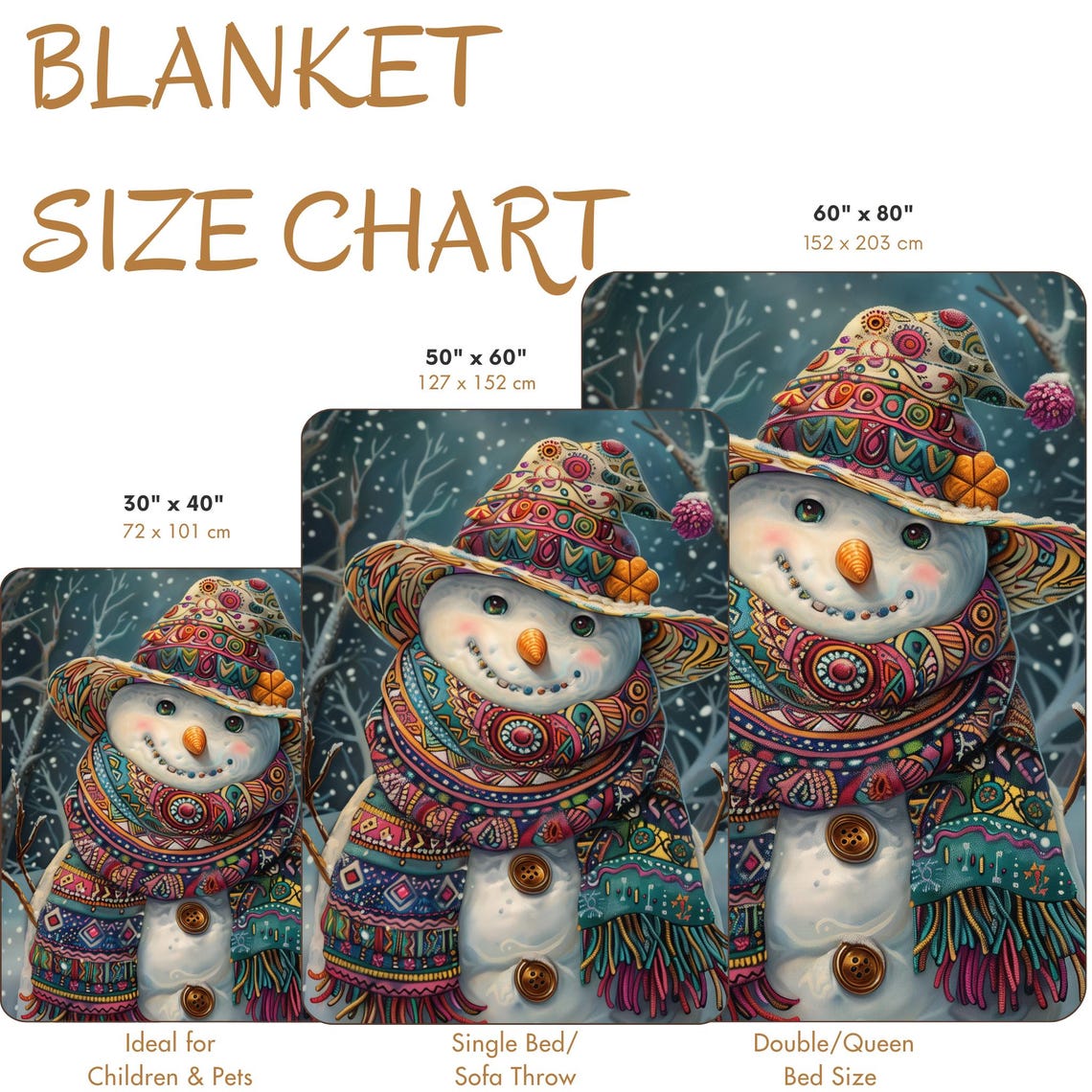 Colorful Patterned Snowman Bohemian Christmas Holiday Art Poster - Image 4