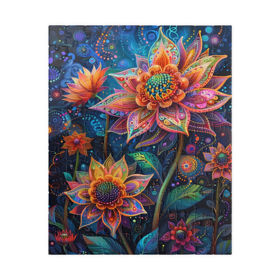 Tropical Dream Fantasy Flowers Ornamental Dahlia Night Sky Poster - Image 2