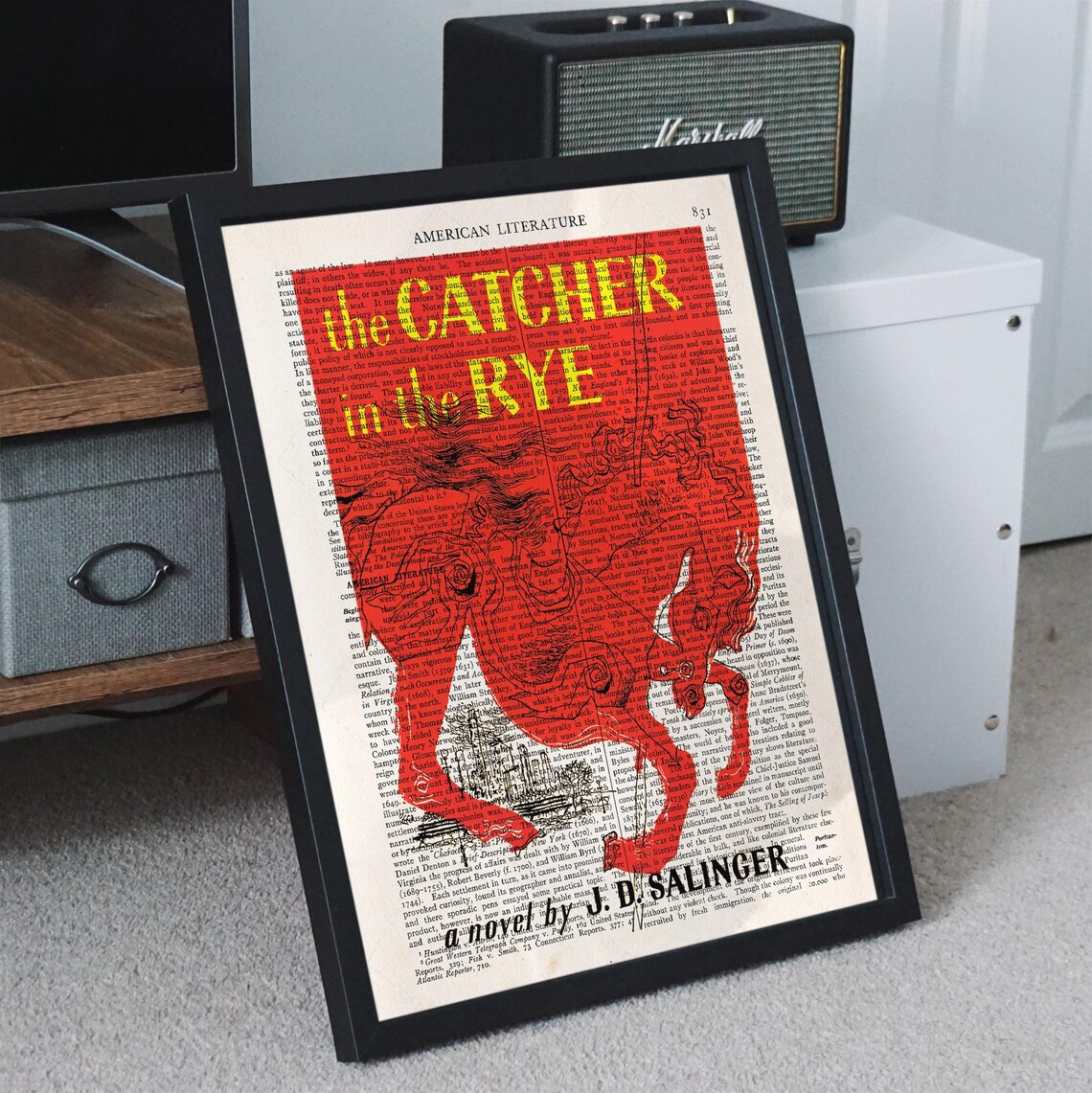 J D Salinger The Catcher In The Rye Red Horse Dictionary Art Poster - Image 2