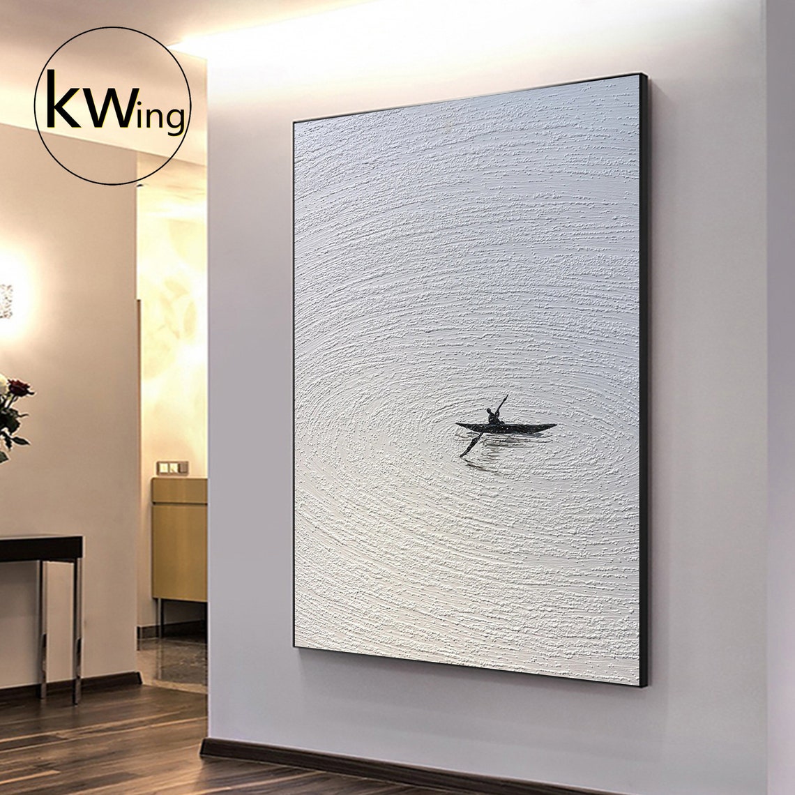Original White 3d Textured Minimalist Painting Wabi Sabi Wall Art White Black Abstract Painting Modern Custom Painting Personalized Gift - Image 5