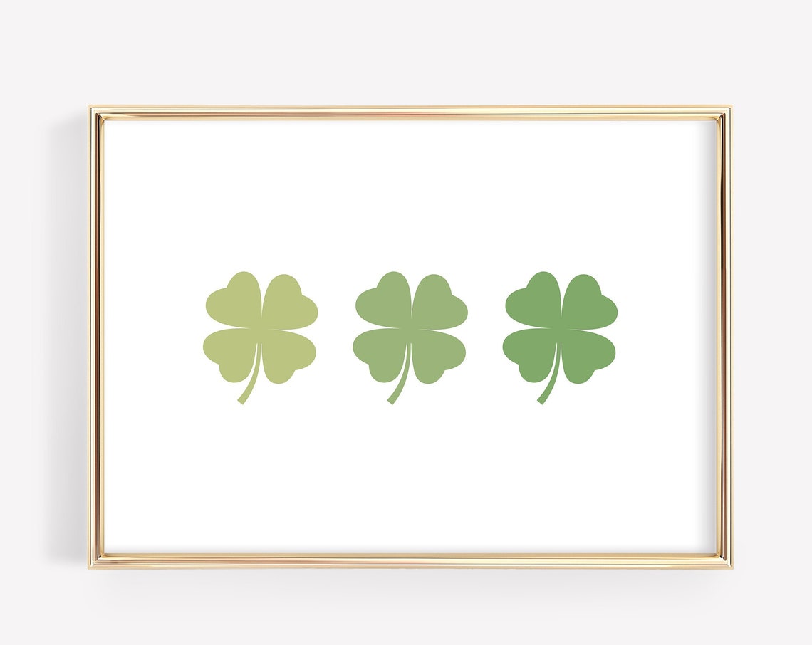 Simple Green Shamrock Trio Minimal Modern St Patricks Wall Art
