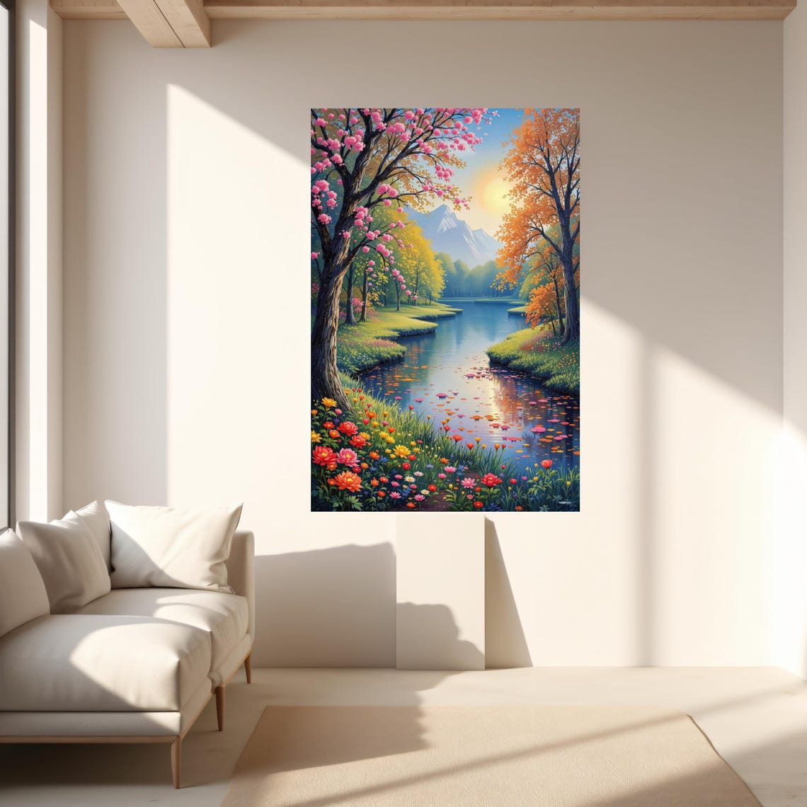 Floral And Mountain Portrait Art