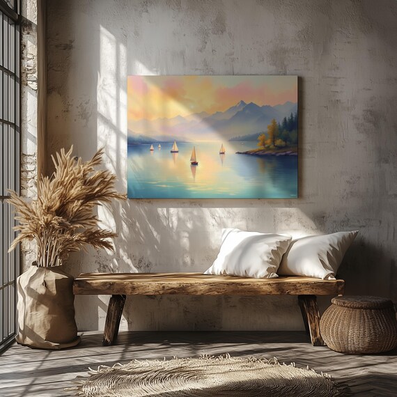 Pastel Skies Over Still Waters Wall Art Matte Nature Decor Home Ideal Housewarming Birthdays Holidays Scenic Art Print Home