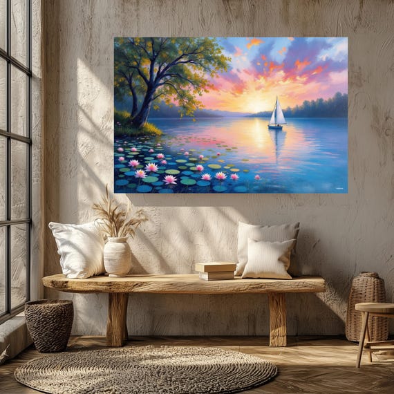 Tranquil Lake Wall Art Matte Nature Decor For Home Ideal For Housewarming Birthdays Or Holidays Scenic Art Print Home
