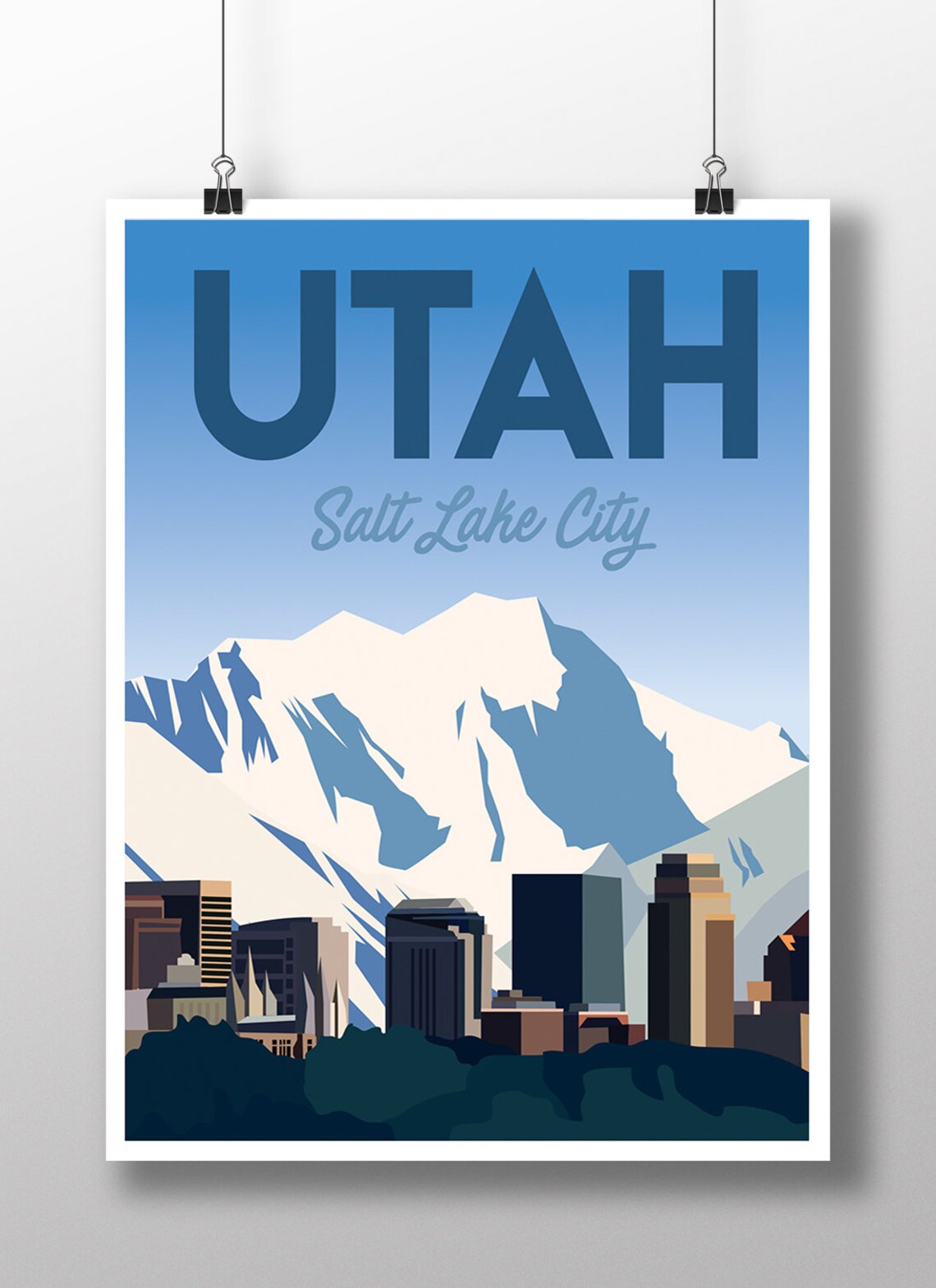 Salt Lake City Utah Vintage Travel Poster Art Print