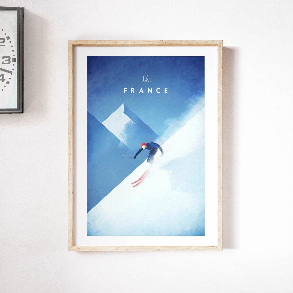 Ski France Vintage Travel Poster, Minimalist Retro