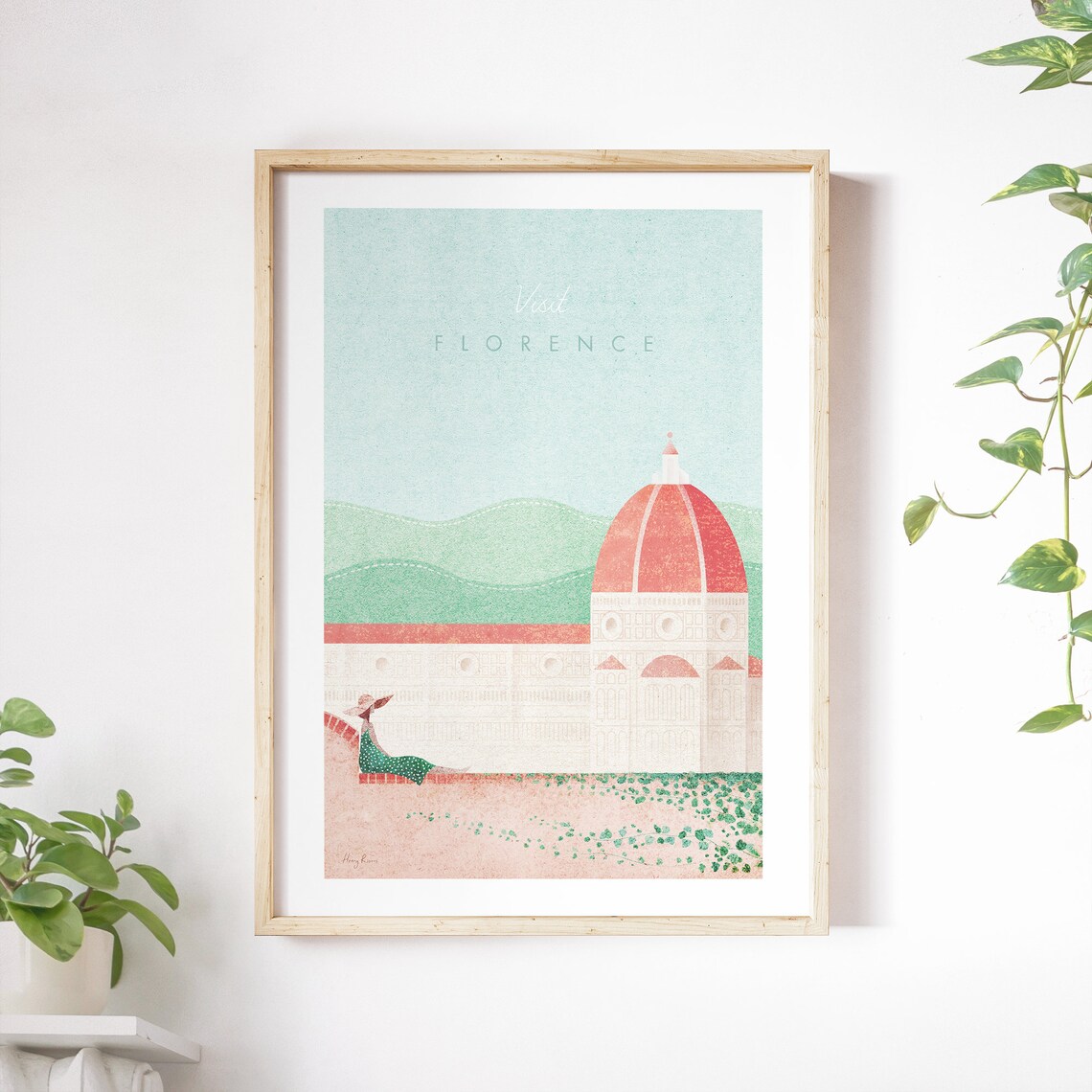 Florence Vintage Travel Poster, Minimalist Travel Art