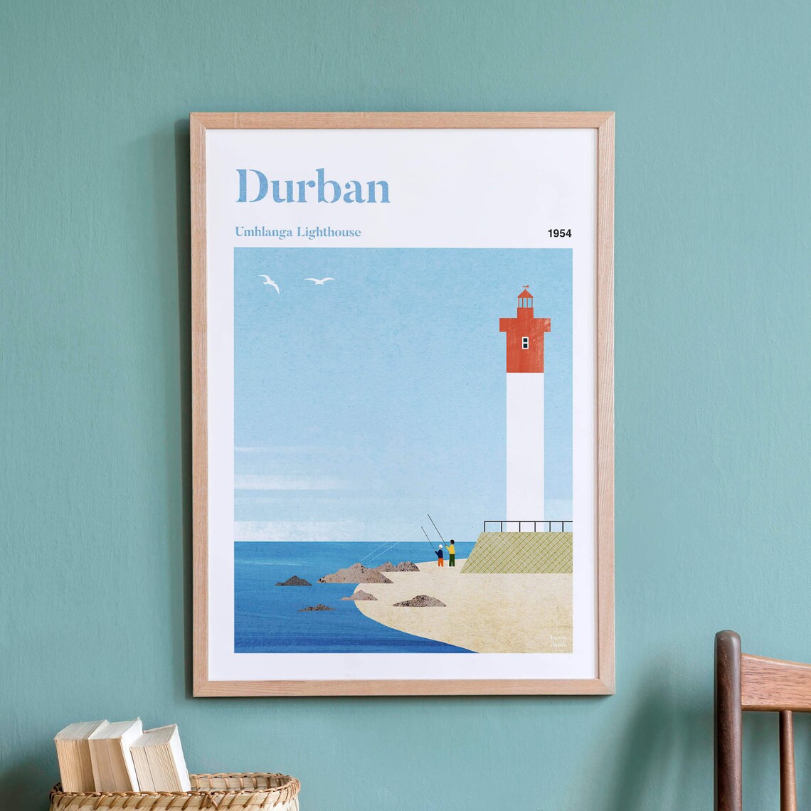 Durban by Henry Rivers, Umhlanga Lighthouse Travel Poster