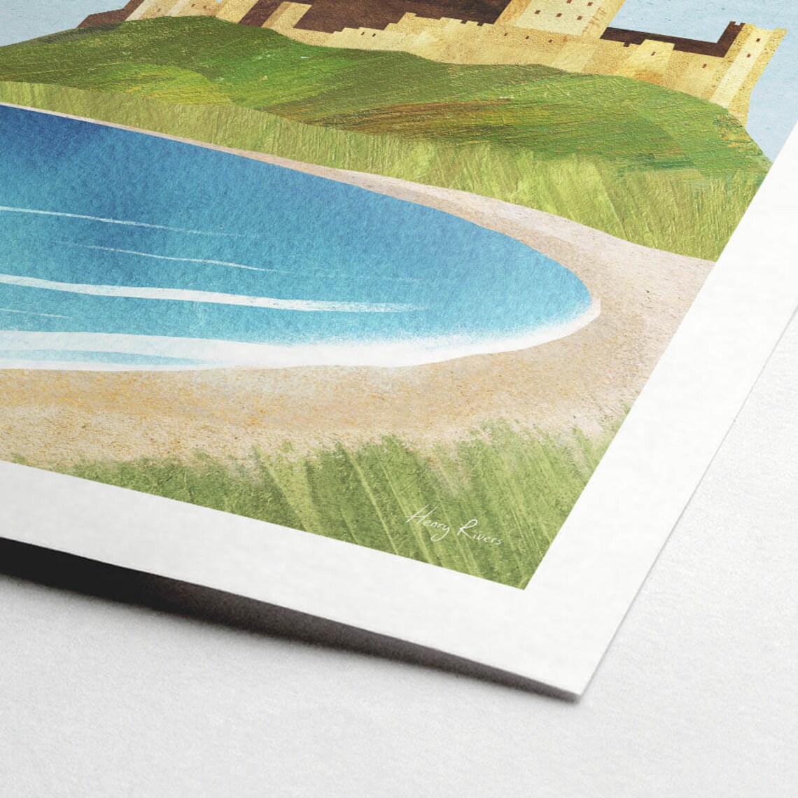 Bamburgh Castle Northumberland Travel Poster, Henry Rivers - Image 2