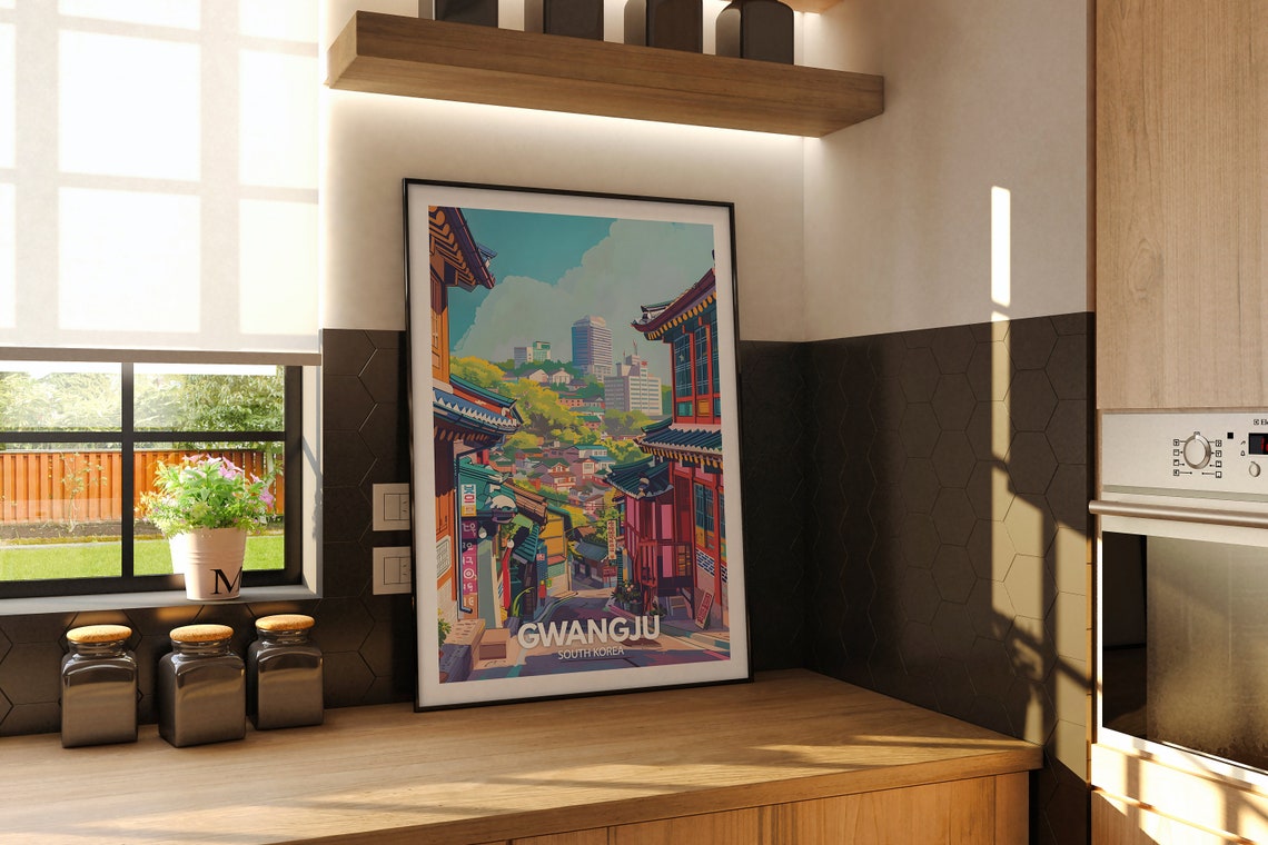Gwangju Print South Korea Gwangju Travel Poster South Korea Travel Poster South Korea Cityscape Wall Art Unique City Decor - Image 2