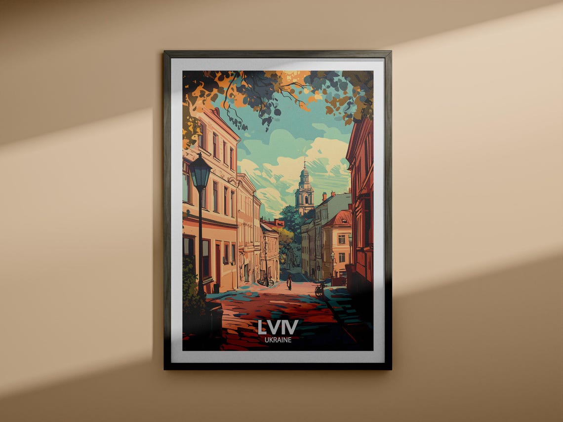 Lviv Travel Print Ukraine Lviv Travel Poster Ukraine Travel Poster Ukraine Cityscape Wall Art Unique City Art Decor - Image 3