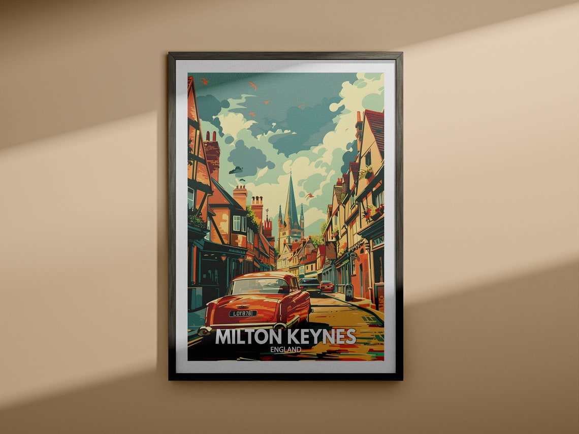 Milton Keynes Travel Print England Milton Keynes Art Poster England Travel Poster United Kingdom Wall Art English Art Decor - Image 3
