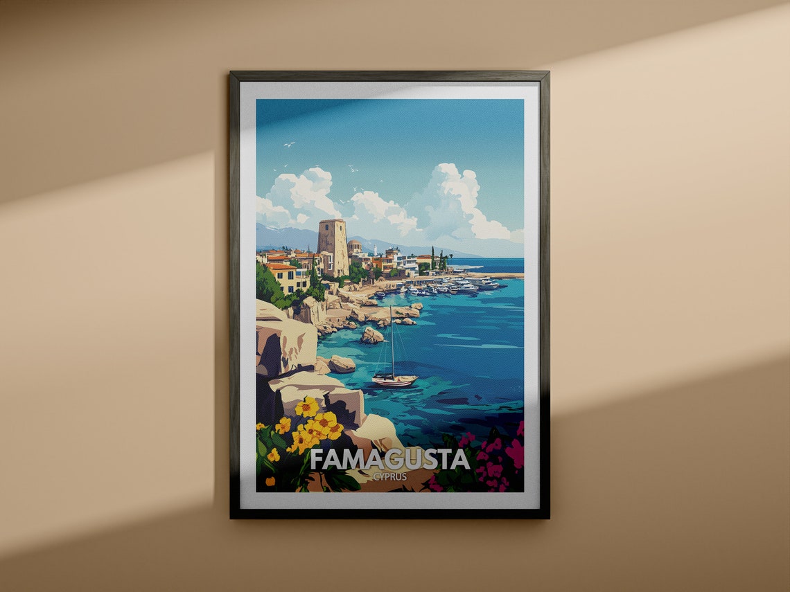 Famagusta Art Print Cyprus Famagusta Travel Poster Cyprus Travel Poster Cyprus Cityscape Wall Art Unique City Art Decor - Image 3