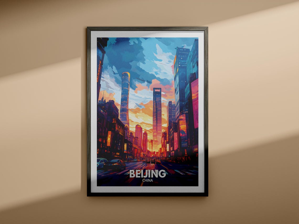 Beijing Travel Print China Beijing Travel Poster China Travel Poster China Cityscape Wall Art Unique City Art Decor - Image 3