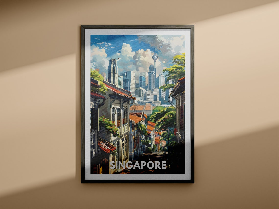 Singapore Travel Print Singapore Singapore Travel Poster Singapore Poster Singapore Cityscape Wall Art Unique City Art Decor - Image 3