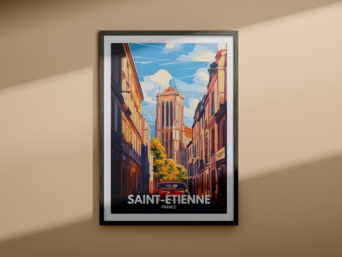 Saint Tienne Travel Print France Saint Tienne Travel Poster France Travel Poster France Cityscape Wall Art Unique City Art Decor - Image 3
