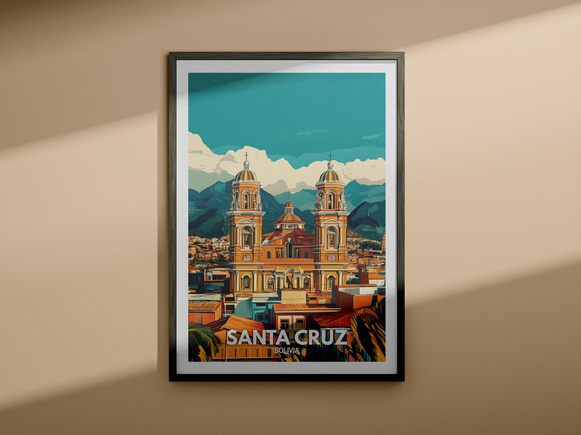Santa Cruz Travel Print Bolivia Santa Cruz Travel Poster Bolivia Travel Poster Bolivia Cityscape Wall Art Unique City Art Decor - Image 3