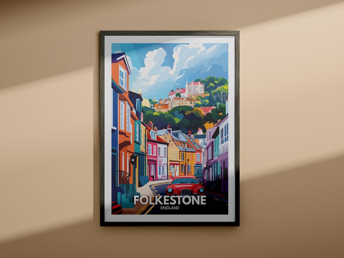 Folkestone Travel Print England Folkestone Travel Poster England Travel Poster United Kingdom Wall Art British Art Decor - Image 3