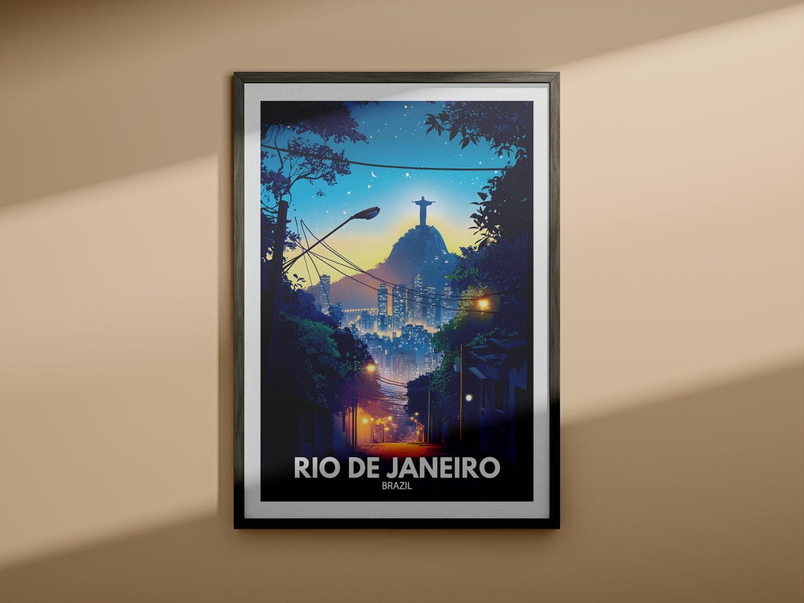 Rio De Janeiro Travel Print Brazil Rio De Janeiro Travel Poster Brazil Travel Poster Brazil Cityscape Wall Art Unique City Art Decor - Image 3