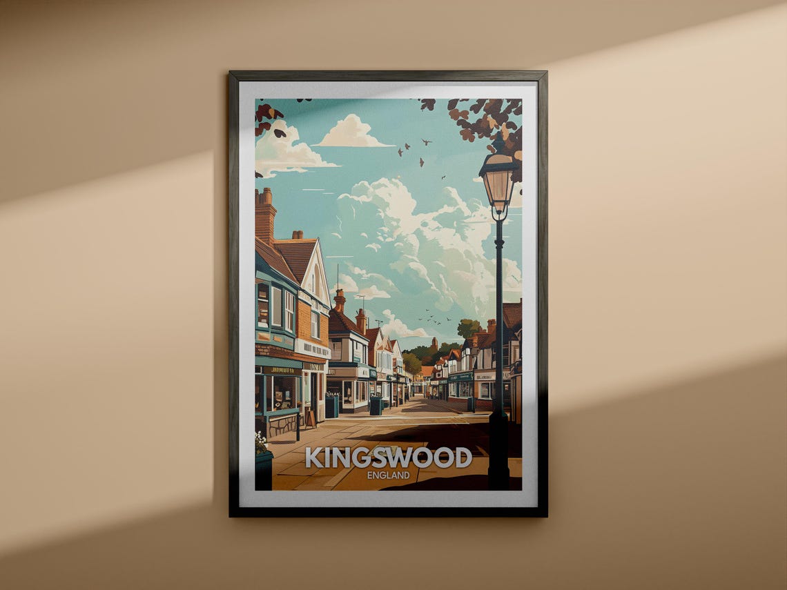 Kingswood Travel Print England Kingswood Travel Poster England Travel Poster United Kingdom Wall Art British Art Decor - Image 3