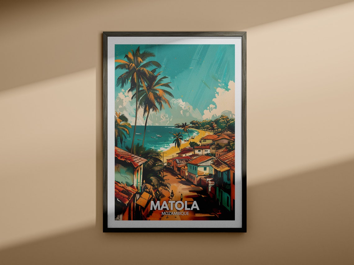 Matola Print Mozambique Matola Travel Poster Mozambique Travel Poster Mozambique Cityscape Wall Art Unique City Decor - Image 3
