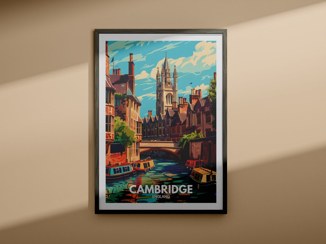Cambridge Travel Print England Cambridge Travel Poster England Travel Poster United Kingdom Wall Art English Art Decor - Image 3