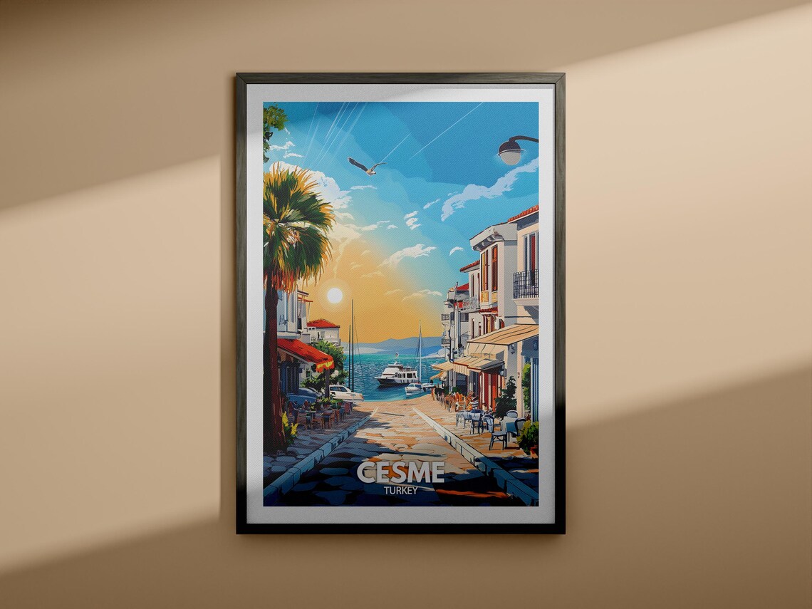 Cesme Travel Print Turkey Cesme Travel Poster Turkey Travel Poster Turkey Cityscape Wall Art Unique City Art Decor - Image 3