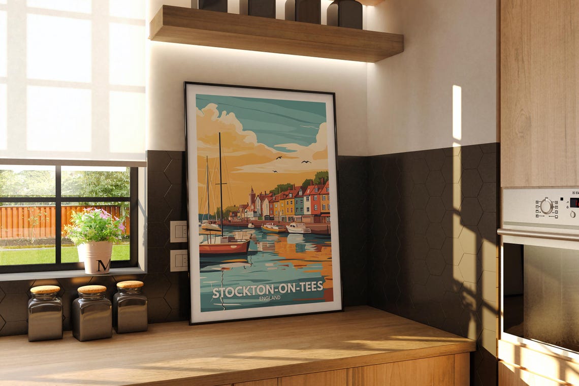 Stockton On Tees Travel Print England Stockton On Tees Travel Poster England Travel Poster United Kingdom Wall Art English Art Decor - Image 2