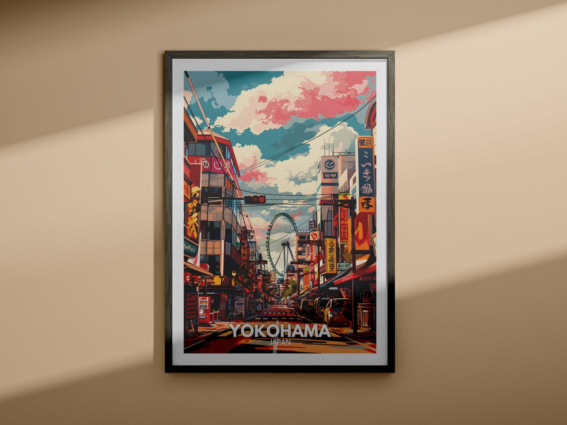 Yokohama Travel Print Japan Yokohama Travel Poster Japan Travel Poster Japan Cityscape Wall Art Unique City Decor - Image 3