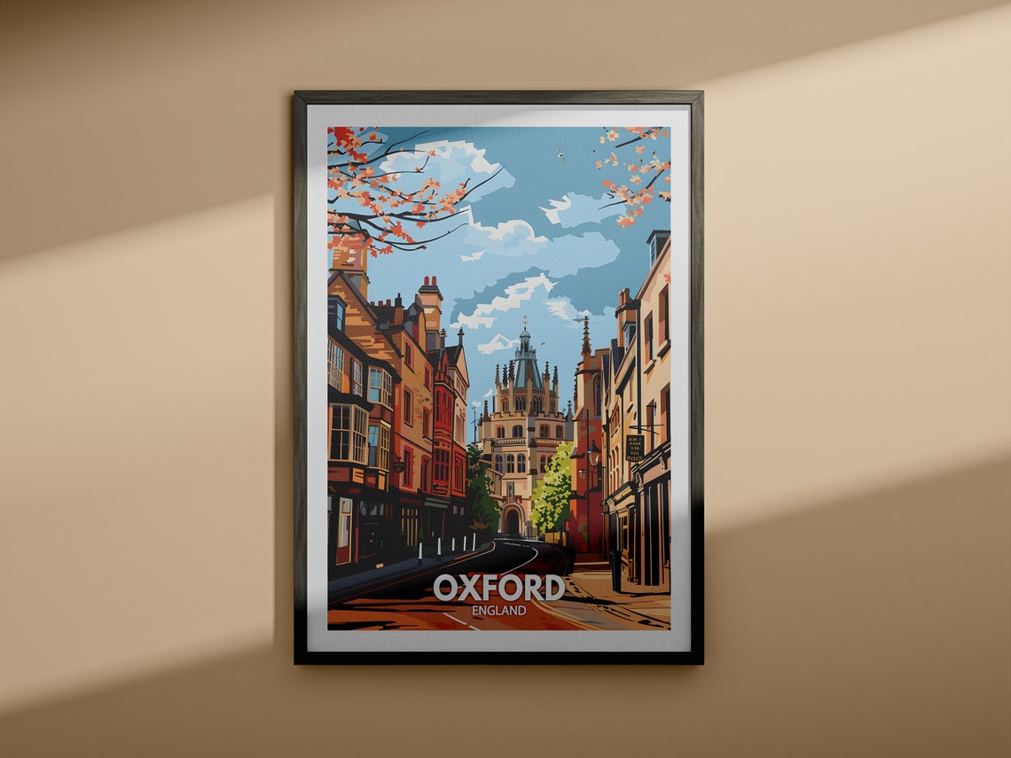 Oxford Art Print England Oxford Art Poster England Travel Poster United Kingdom Wall Art English Art Decor - Image 3