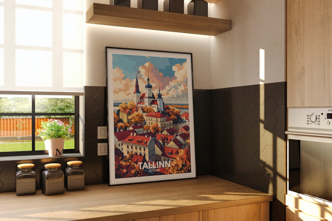 Tallinn Travel Print Estonia Tallinn Poster Estonia Poster Estonia Cityscape Wall Art Unique City Art Decor Tallinn Wall Art Poster - Image 2