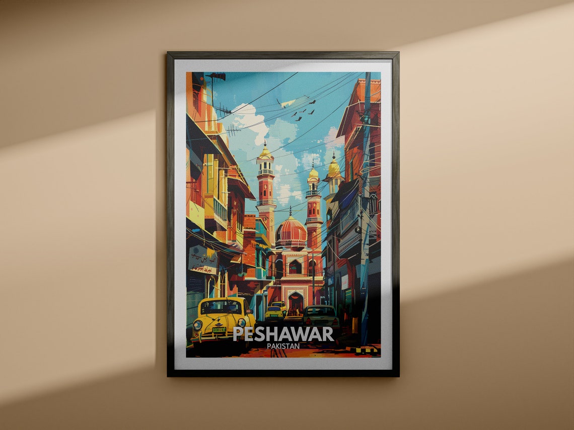 Peshawar Travel Print Pakistan Peshawar Travel Poster Pakistan Travel Poster Pakistan Cityscape Wall Art Unique City Decor - Image 3
