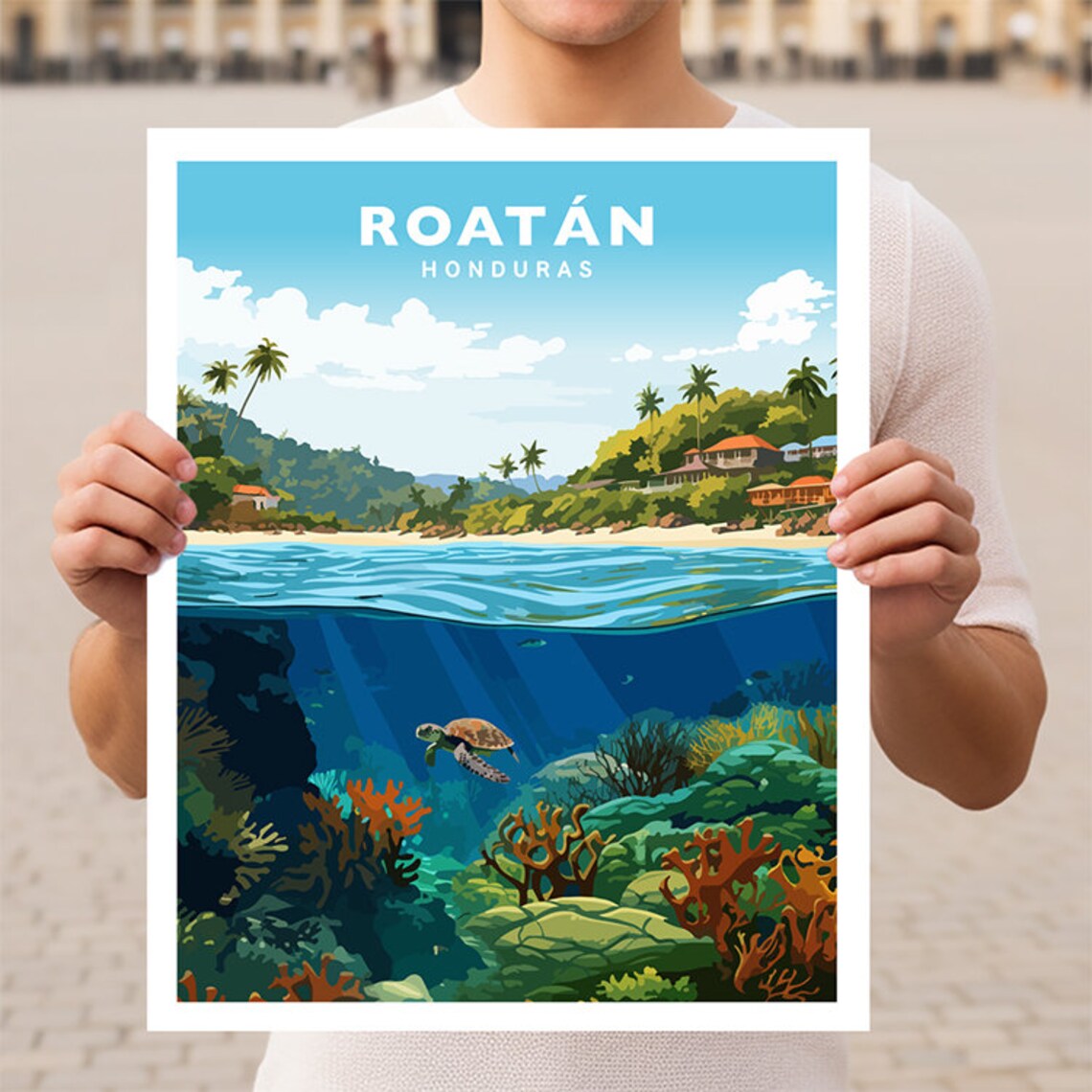 Roatán Honduras Travel Poster, Latin America