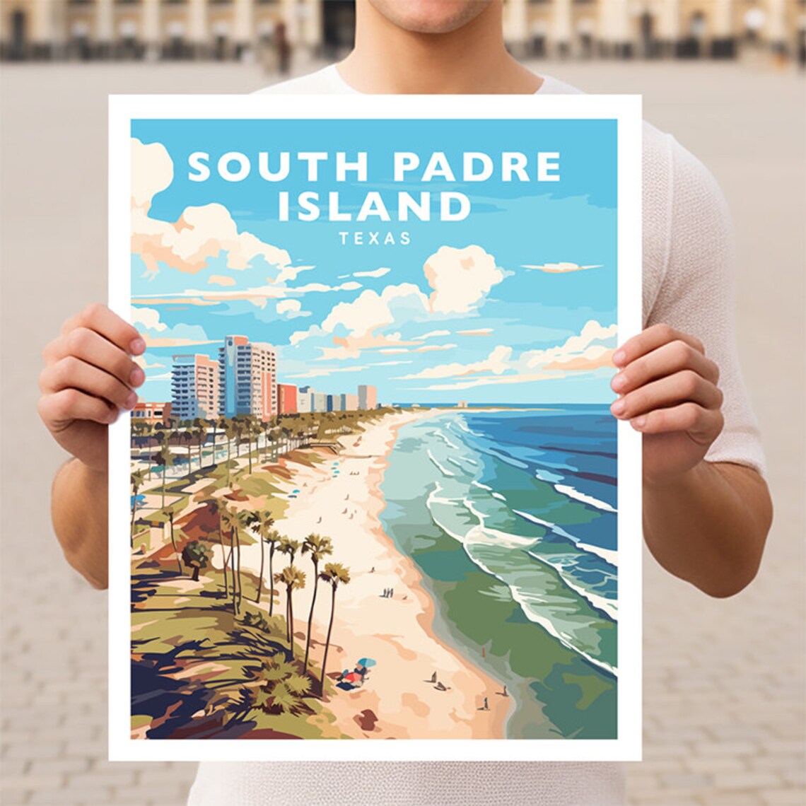 South Padre Island Beach Surf Texas Gulf Coast Travel Poster
