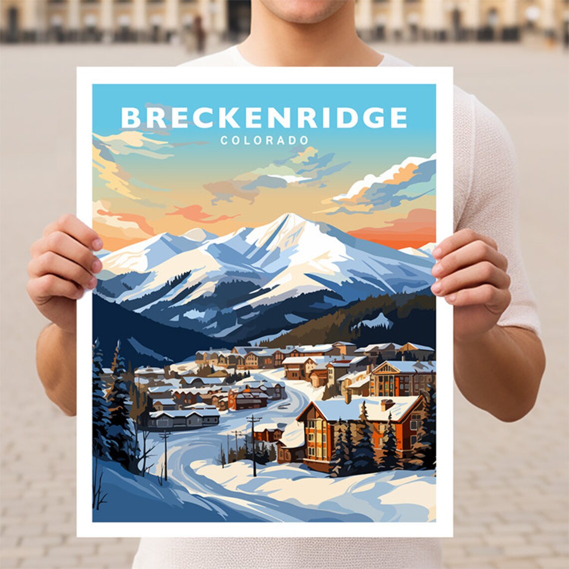 Breckenridge Colorado Travel Poster, Mountain Town View