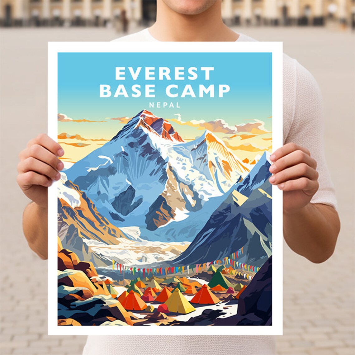 Everest Base Camp Nepal Travel Poster Print