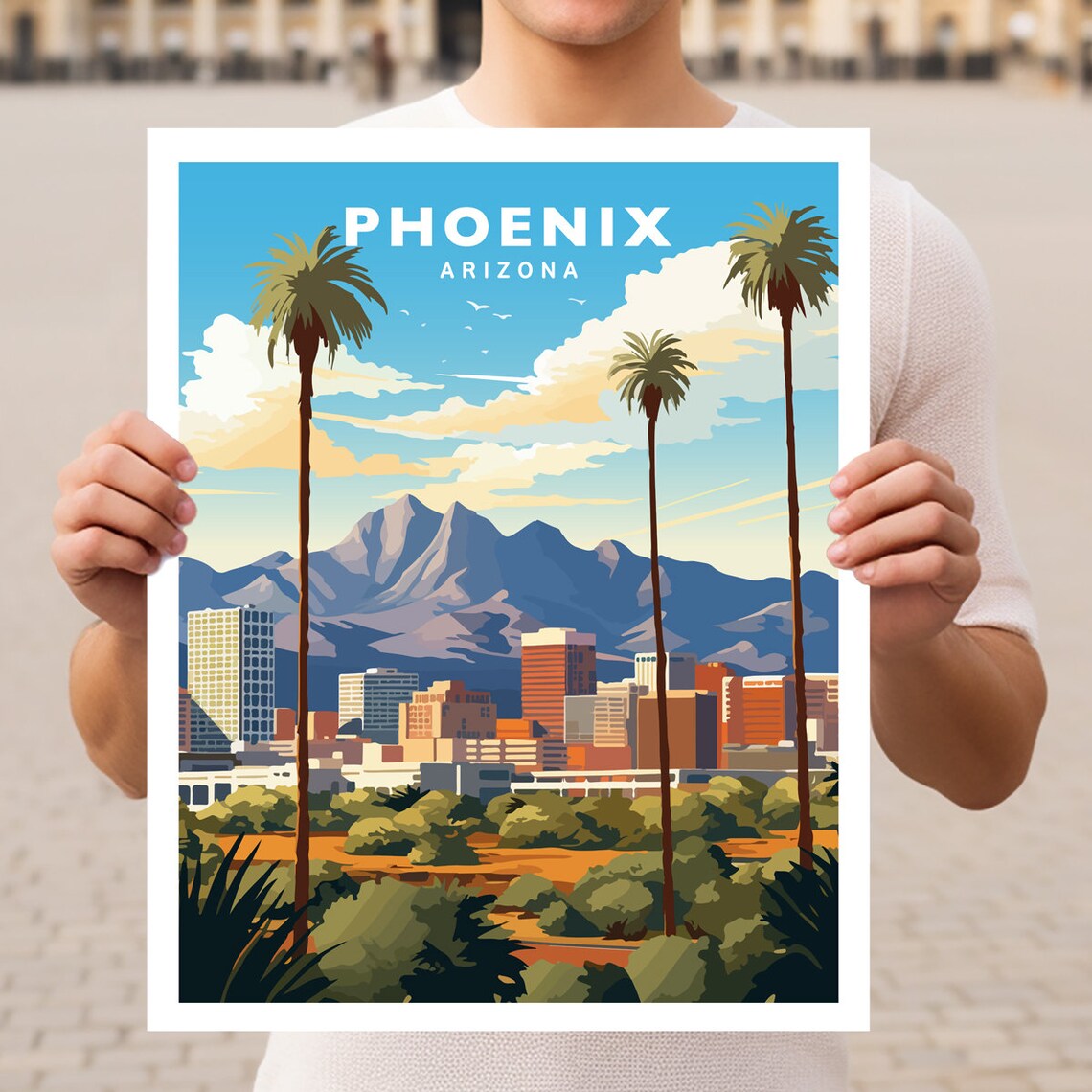Phoenix Arizona Travel Poster, USA City Wall Art