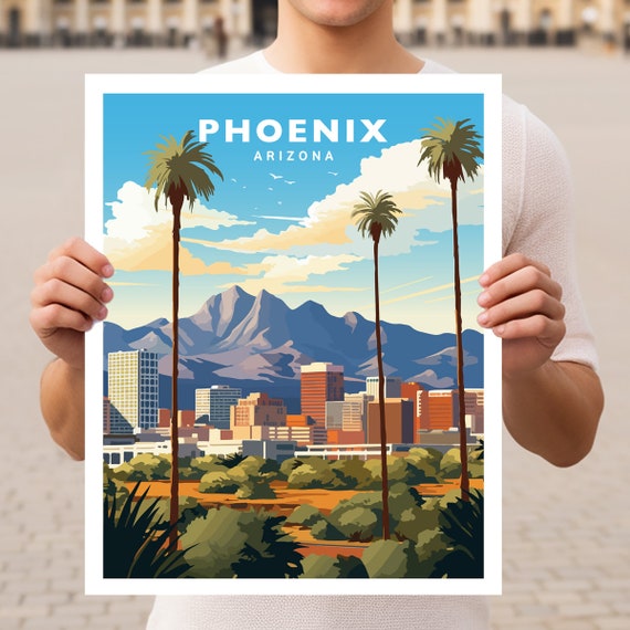 Phoenix Arizona Travel Poster, USA City Wall Art