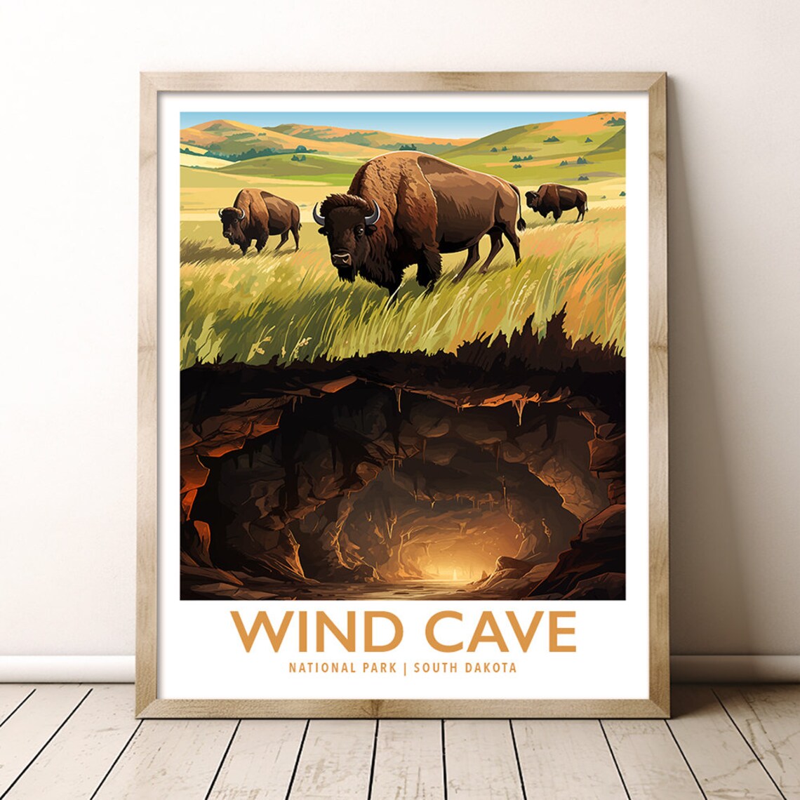 Wind Cave National Park Travel Poster, South Dakota
