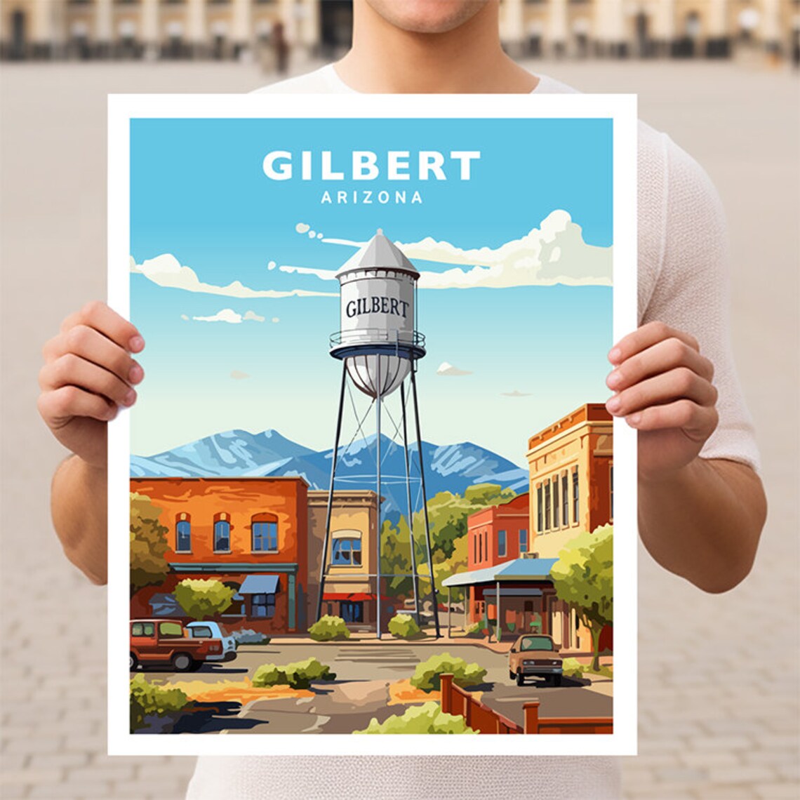 Gilbert Arizona Travel Poster, Wall Art Print