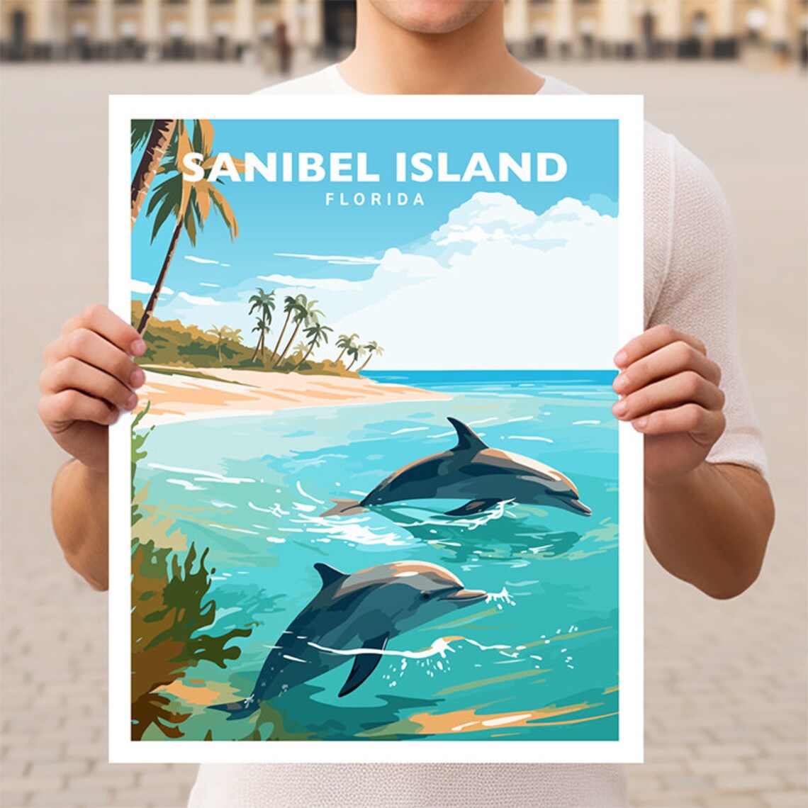 Sanibel Island Florida Travel Poster, Coastal Getaway