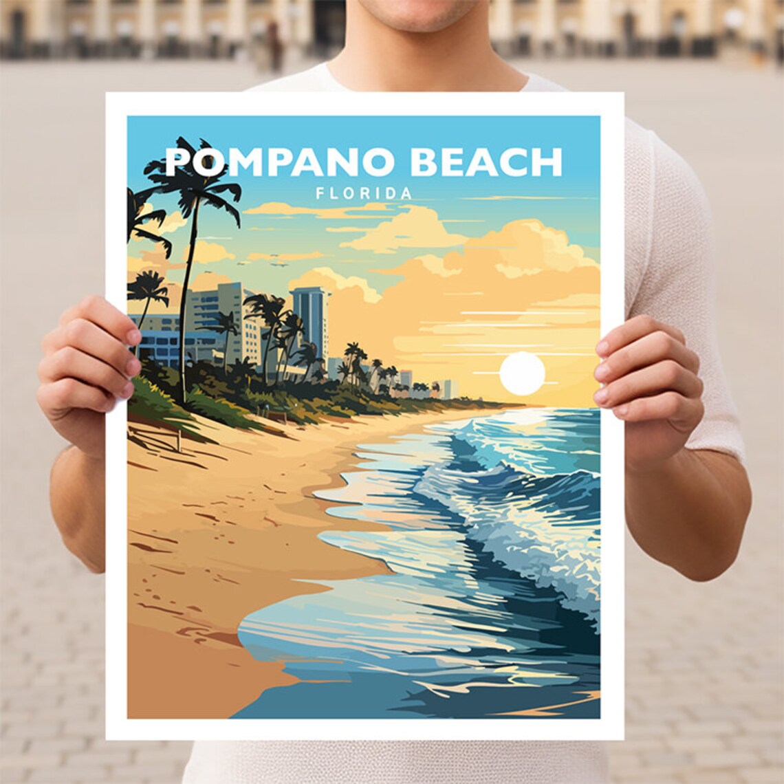 Pompano Beach Florida Travel Poster Print