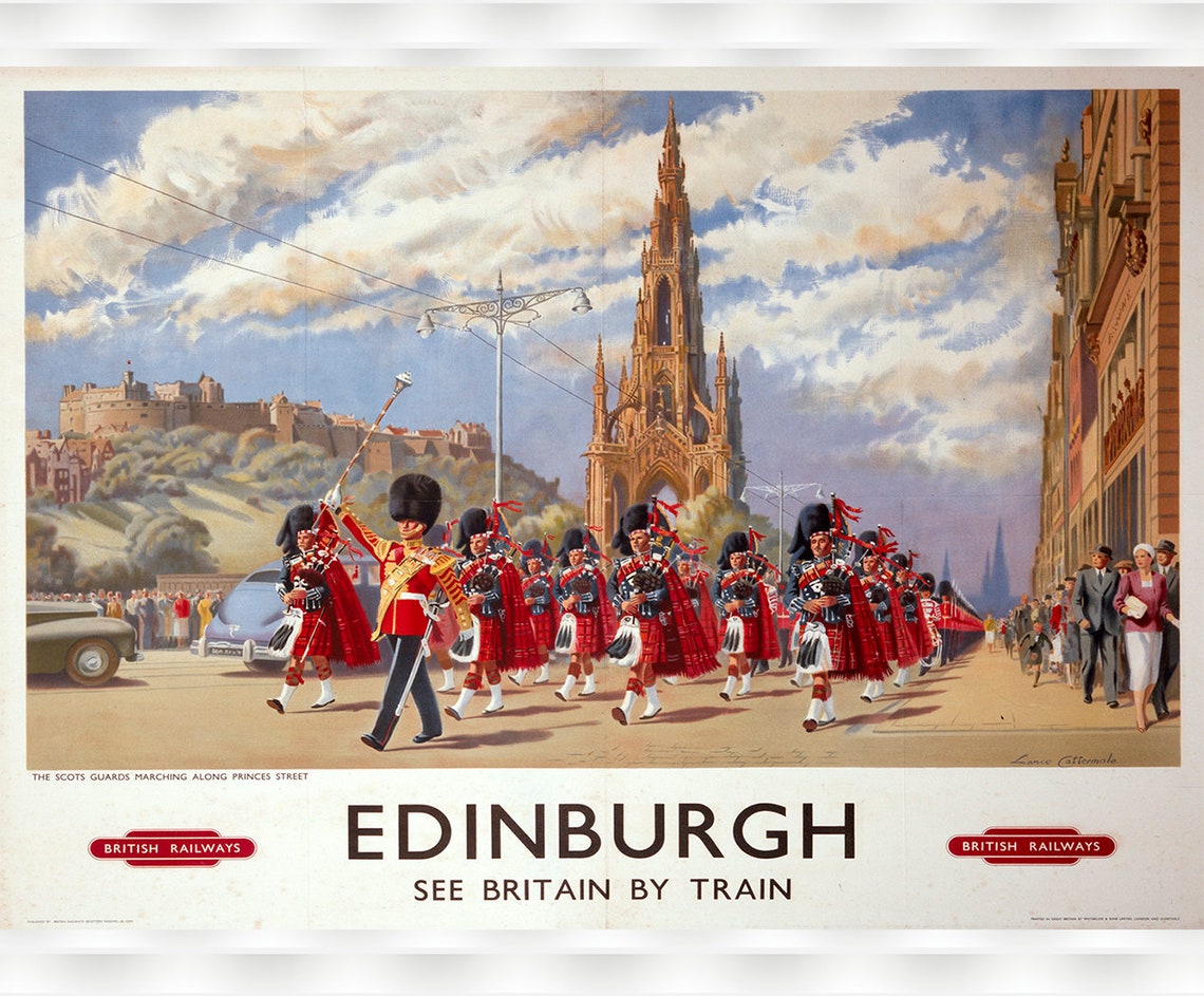 Edinburgh See Britain By Train British Railways Vintage Travel Poster