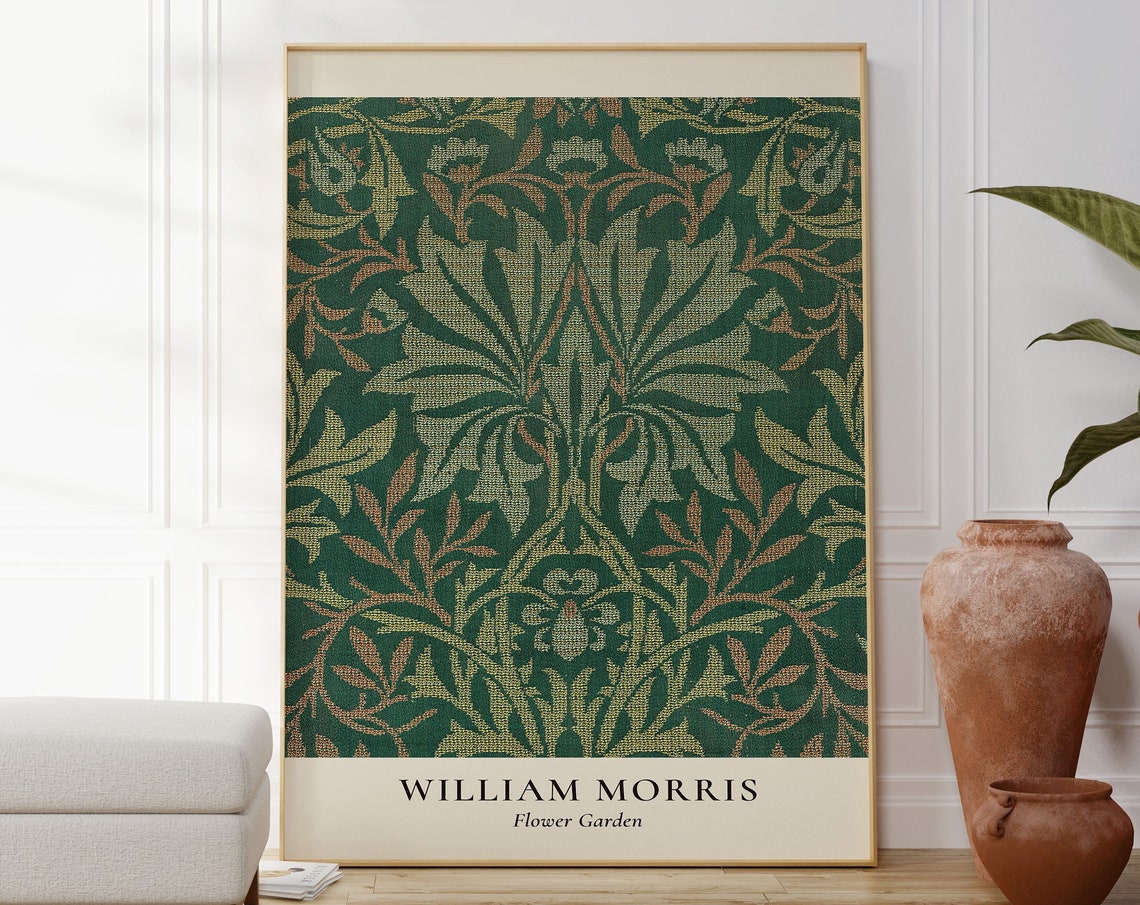 William Morris Flower Garden Green Foliage Textile Pattern Poster